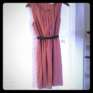 Mauve cocktail dress with black belt